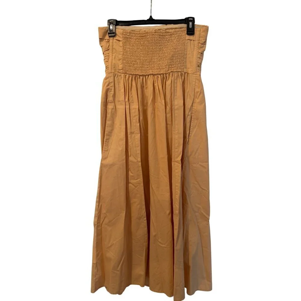 Abercrombie & Fitch Strapless Ruched Peach Maxi Dress MP Size Cotton/Polyester B